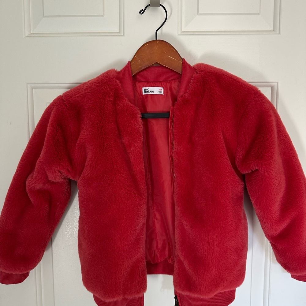 Epic Threads Kids Red Faux Fur Jacket